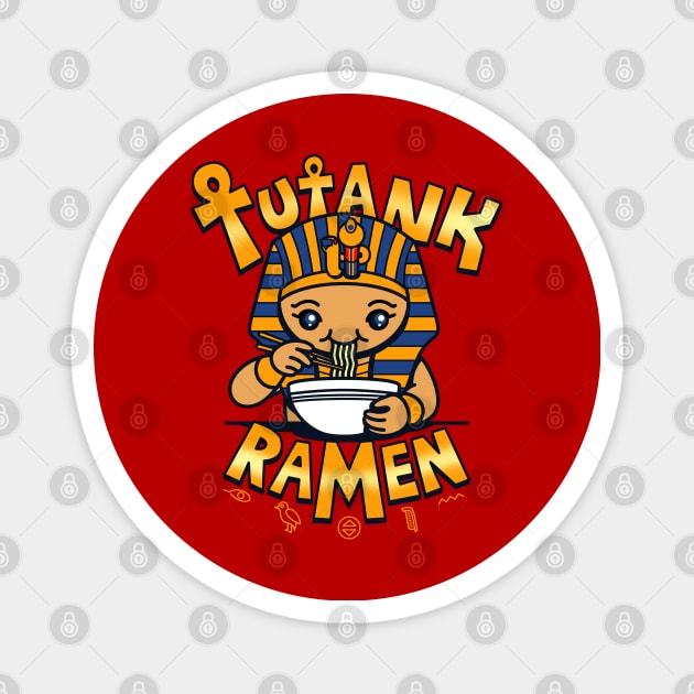 Funny Cute Kawaii King Ramen Eating Egyptian Tutankhamen Pharaoh Ramen Meme Magnet by BoggsNicolas